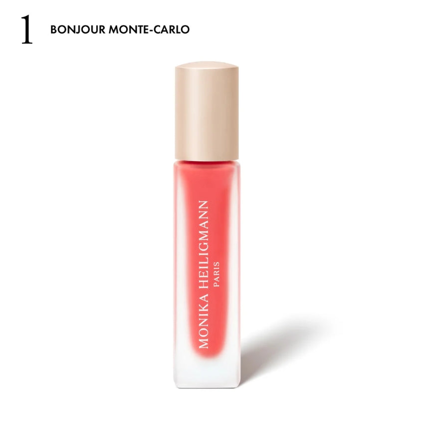 Tinted lip-plumping gloss-serum by Monika Heilligmann Paris. Enhances lip volume, hydration and radiance with active peptides and hyaluronic acid.
