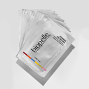 Cooling hydrogel patches infused with Hyaluronic Acid and Caffeine to hydrate, brighten, and de-puff the under-eye area. Perfect for tired, dehydrated eyes. Biopelle Hydragel Eye Patches product packaging